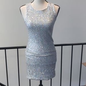 silver sequin sparkly short dress New Year's Eve party dress size 6